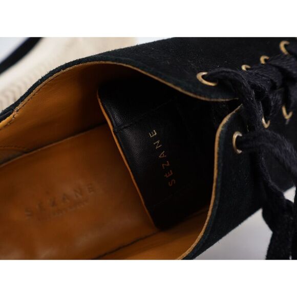 Sezane Jack Trainers Sneakers Womens Size EU 39 US 8 Black Leather Modern Shoes - Picture 10 of 14